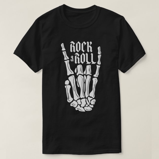 T-shirt Rock and Roll de la Main de Squelette (Design devant)