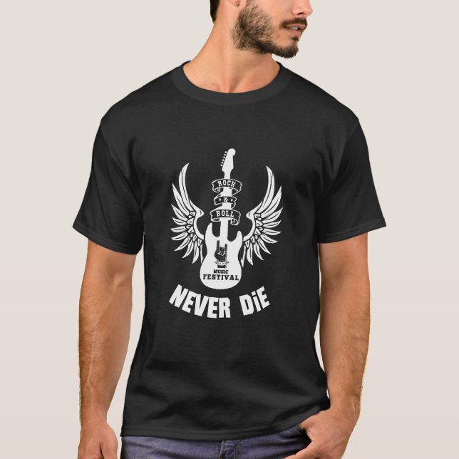 T-shirt Rock and Roll Never Die (Devant)