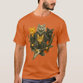 T-shirt Rock Band Cats Funny Guitar Music Lover Cat funny