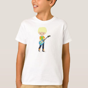 T-shirt Rock Boy, Cheveux Blond, Joueur de guitare, Musiqu