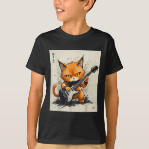 T-shirt Rock Chat Jouer Guitare Drôle Chat
