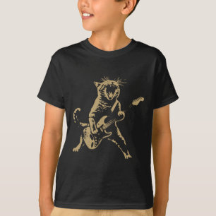 T-shirt Rock Chat Jouer Guitare - Drôle Guitare Chat
