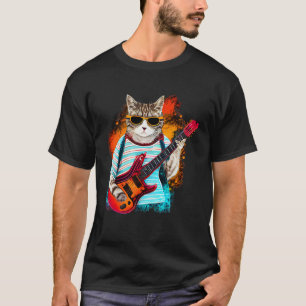 T-shirt Rock Chat Jouer Guitare Funny Guitare Chat (7)