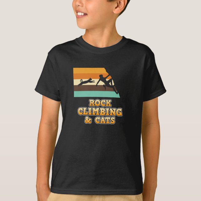 T-shirt Rock Climbing And Cats Mountain Climber Lover Grap (Devant)