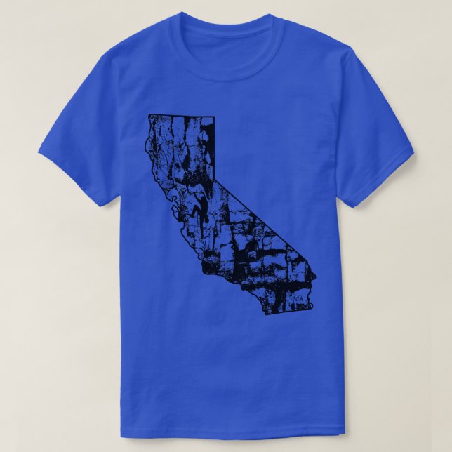 T-shirt Rock Escalade California Rock Climber State Map Cl (Design devant)