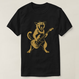 T-shirt Rock et Roll Chat Jouer de la guitare   L'art musi