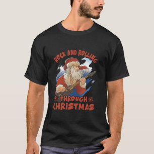 T-shirt Rock Et Rolling À Travers Noël Funny Guitar Sa
