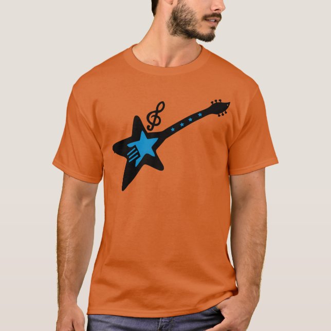 T-shirt Rock guitar with music note funny (Devant)