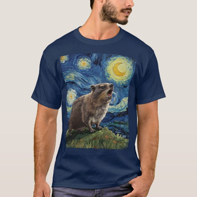 T-shirt Rock Hyrax Awawa Upset Moon Starry Nuit Van Gogh (Devant)