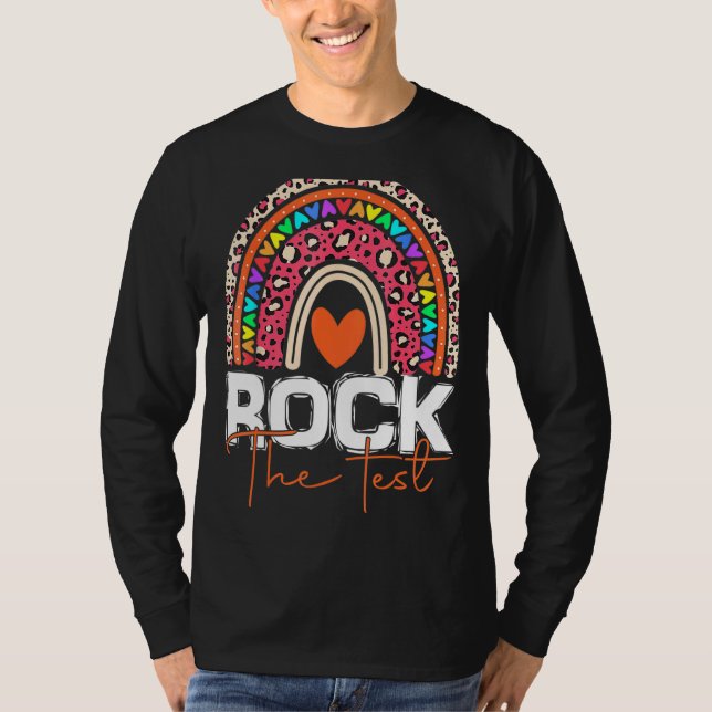 T-shirt Rock Le Jour De Test Enseignant Rainbow Leopard Te (Devant)