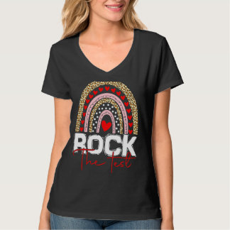 T-shirt Rock Le Jour De Test Enseignant Rainbow Leopard Te