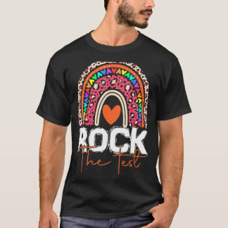 T-shirt Rock Le Jour De Test Enseignant Rainbow Leopard Te