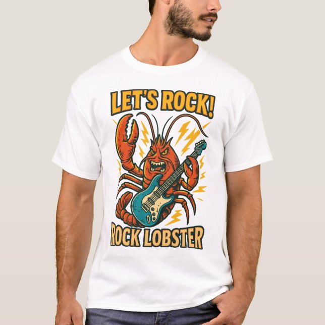 T-shirt Rock Lobster Guitar Cartoon Design (Devant)