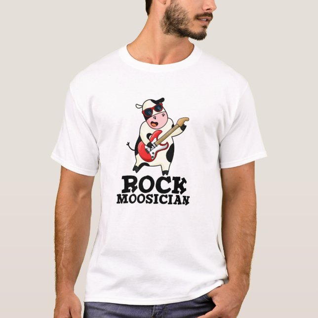 T-shirt Rock Moosician Funny Cow Musicien Pun (Devant)