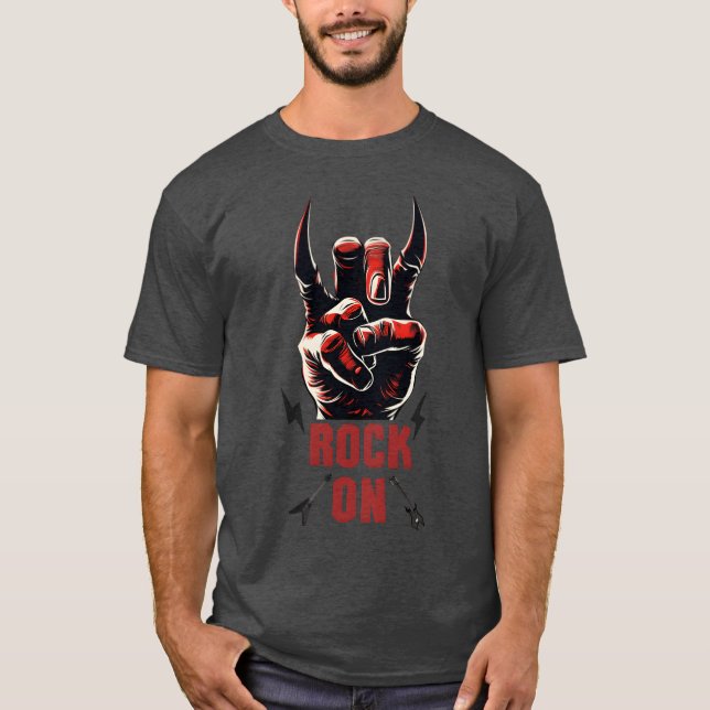 T-shirt Rock music hand devil horns rock musician friend (Devant)