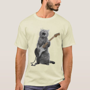 T-shirt Rock 'n' Roll Feline   Hilarious Cat Guitar Player