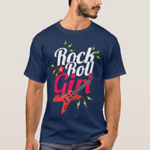 T-shirt Rock N Roll Girl Guitariste Baid Musicien Rocker