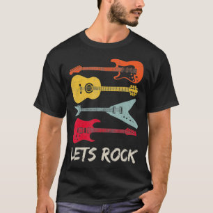 T-shirt Rock n Roll Guitare Rétro Cadeaux Hommes Femmes
