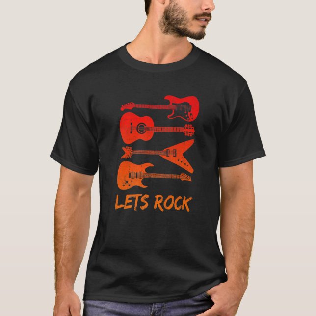 T-shirt Rock n Roll Guitare Rétro Hommes Femmes Prem (Devant)