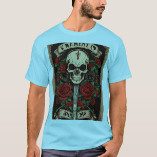 T-shirt Rock 'n' Roll Inferno : Skull & Flames Banner Tee.