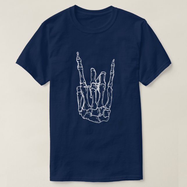 T-shirt Rock n Roll Skeleton Cool Halloween Rock  (Design devant)
