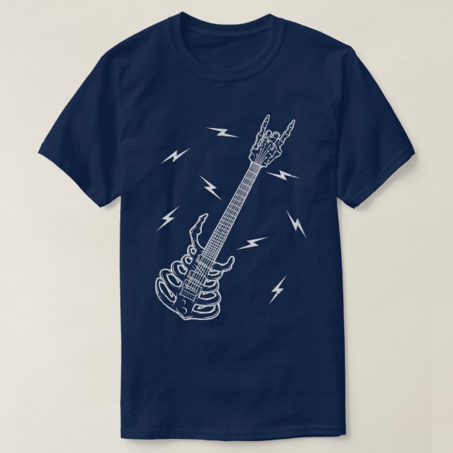 T-shirt Rock n Roll Skeleton Guitar Music Lover Halloween1 (Design devant)