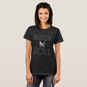 T-shirt Rock N Roll texte, personnages de danse, noir