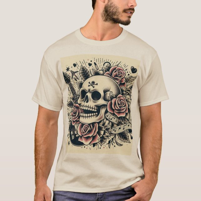 T-shirt Rock 'n' Tee de tatouage Rose (Devant)