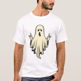 T-shirt Rock On Ghost Halloween Cool Spooky Vibes Design