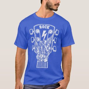 T-shirt Rock On Guitar Neck Concert Band, Skeleton Rock Ha