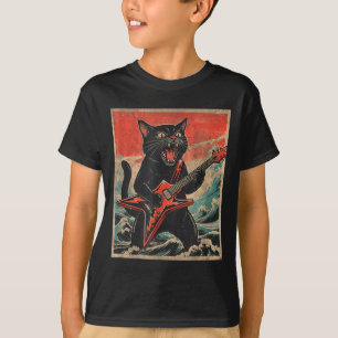 T-shirt Rock On Guitariste Vintage Chat Style De Groupe Co