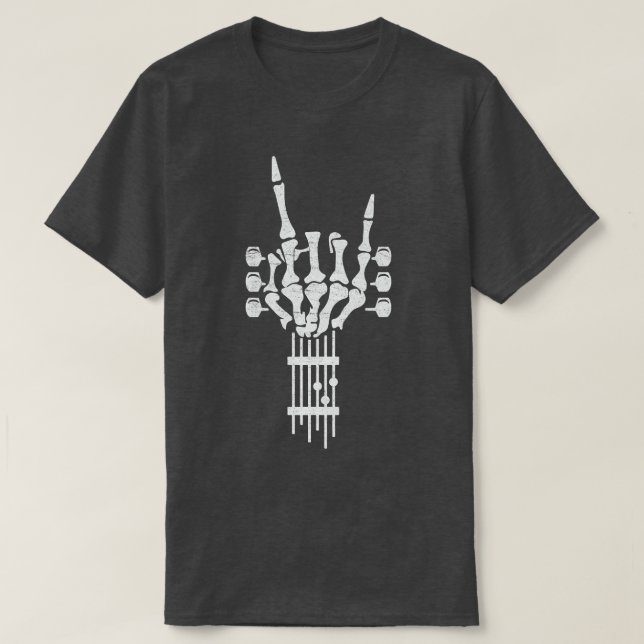 T-shirt Rock On Skeleton Guitare Cou Guitariste Rock & Rol (Design devant)