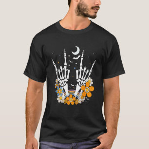 T-shirt Rock On Skeleton Hand Gesta Hard Rock On Skele