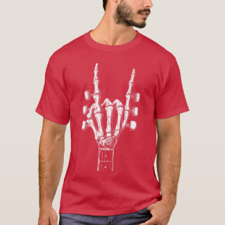T-shirt Rock On Skeleton Hand Guitar Rock Roll Men Women R