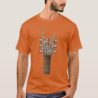 T-shirt Rock On Skeleton Hand Guitar Rock Roll Men Women R