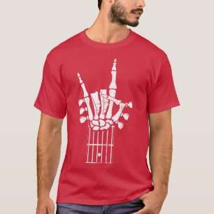 T-shirt Rock On Skeleton Mains Spooky Halloween Rock Guita