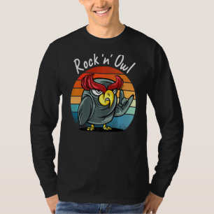 T-shirt Rock Owl Vintage Devil Horns Rock Music