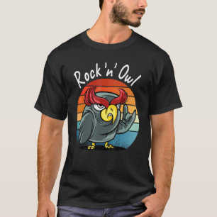 T-shirt Rock Owl Vintage Devil Horns Rock Music