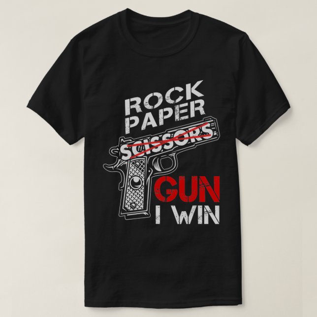 T-shirt Rock Paper Gun I Win Funny Game Plaisanterie Vinta (Design devant)