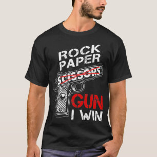 T-shirt Rock Paper Gun I Win Funny Game Plaisanterie Vinta