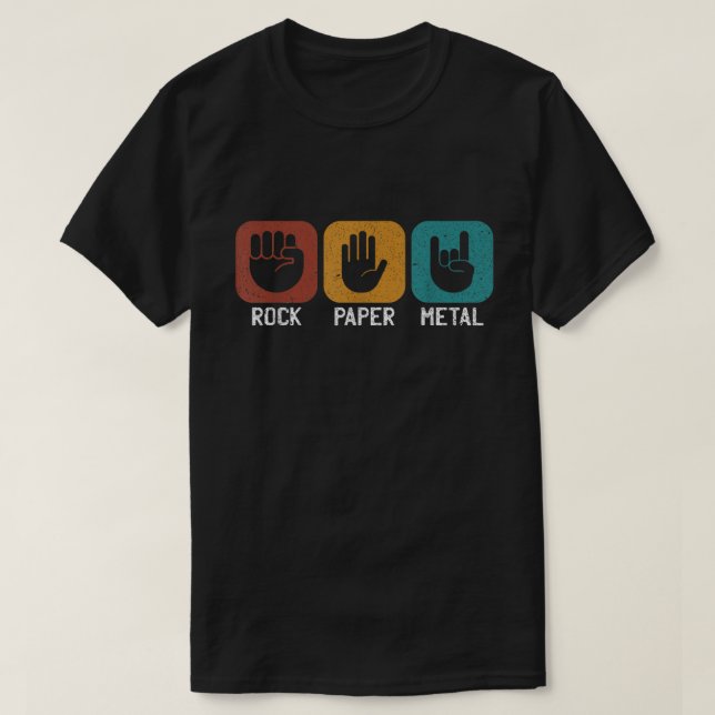 T-shirt Rock Paper Metal Funny Music Lover Shirt (Design devant)