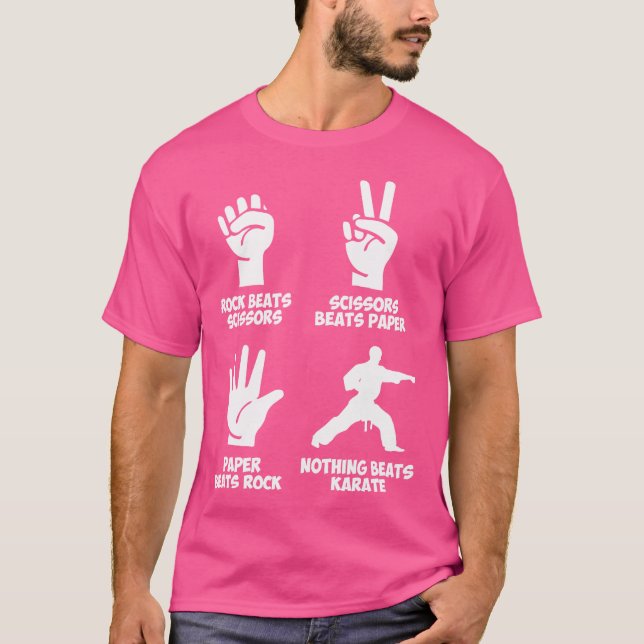 T-shirt Rock Paper Nothing Beats Karate (Devant)
