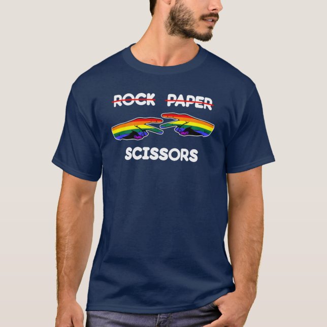 T-shirt Rock Paper Scissors Funny Lesbian Pride LGBT Cute  (Devant)
