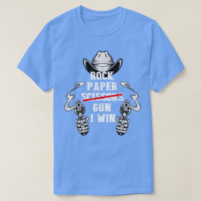 T-shirt Rock Paper Scissors Gun I Win  (Design devant)