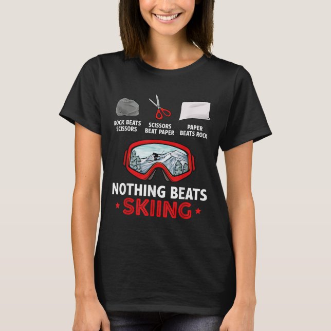 T-shirt Rock Paper Scissors Nothing Beats Skiing  (Devant)