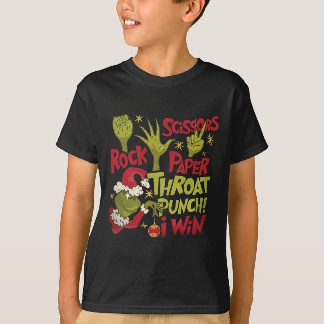 T-shirt Rock Paper Scissors Throat Punch I Win Funny Chris (Devant)