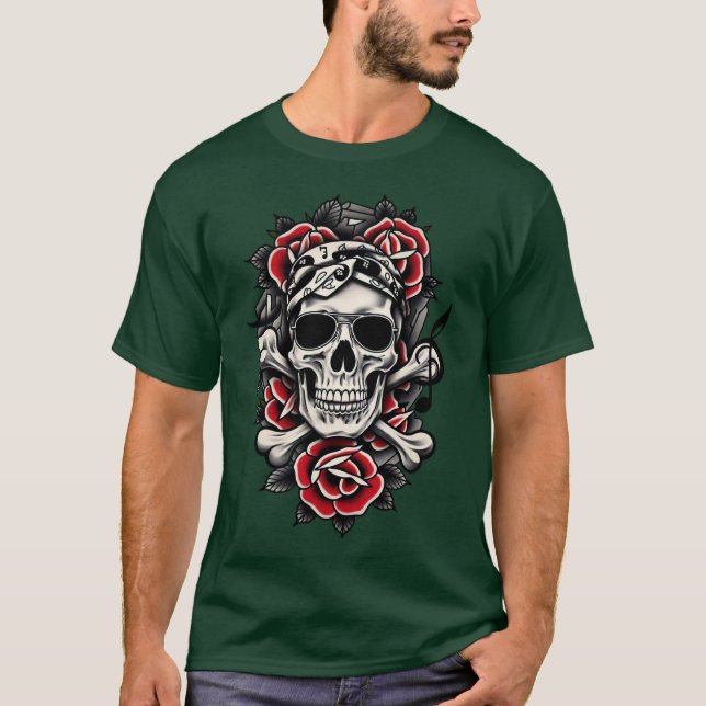 T-shirt Rock & Roll Ink : Gras et Edgy Designs (Devant)