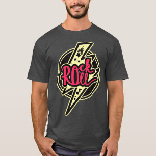T-shirt Rock Roll Music Lover Badge vintage