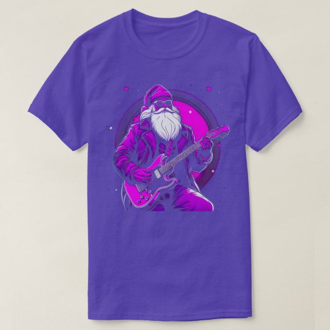 T-shirt Rock Roll Noël Santa Claus Guitare (Design devant)