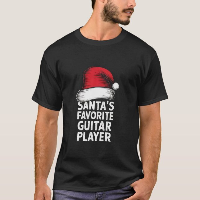T-shirt Rock Roll Noël Santa Claus Guitare (Devant)